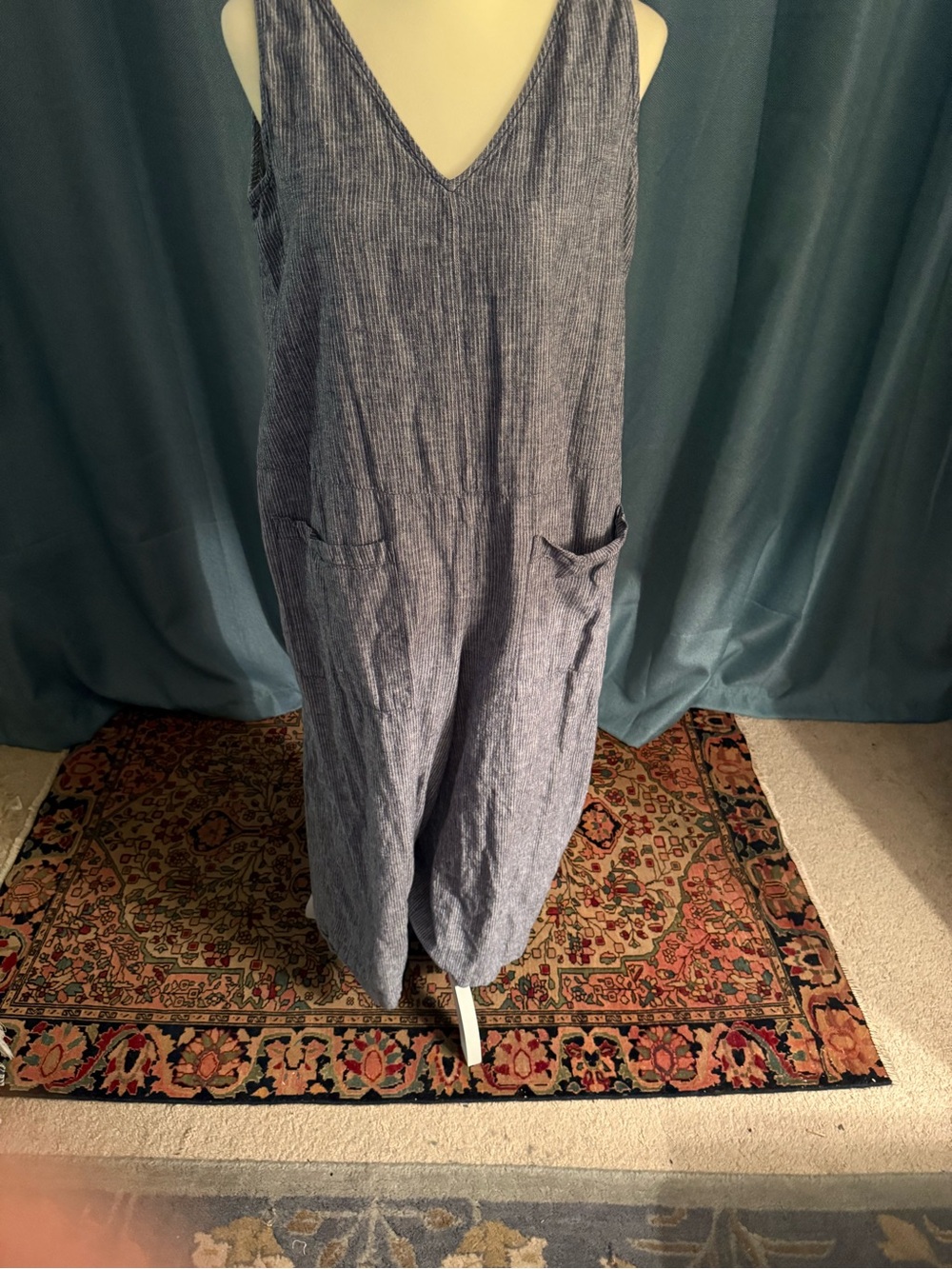 beachlunchlounge Sleeveless V-Neck Wide-Leg Jumpsuit in Chambray Blue
